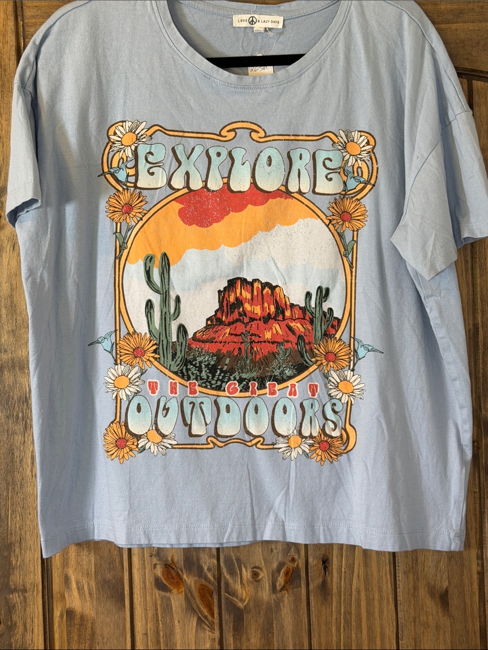 Light Blue Explore Outdoors Graphic Crop Top by